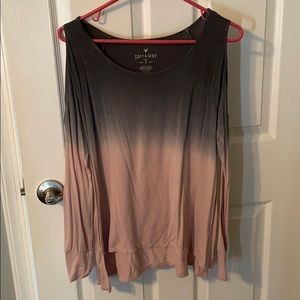 Open shoulder long sleeve shirt